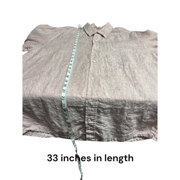 Fabindia Mens Red Linen Button-Up Long-Sleeve Shirt Size 40 - Picture 6 of 6